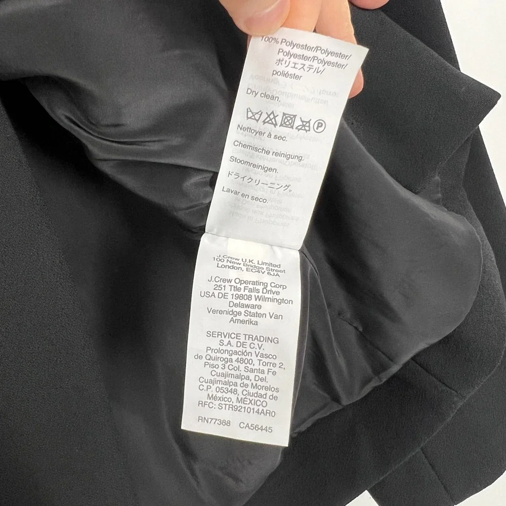 J. Crew‎ 365 Collarless Fitted Blazer Jacket Womens Size 8 Black L0192 Career